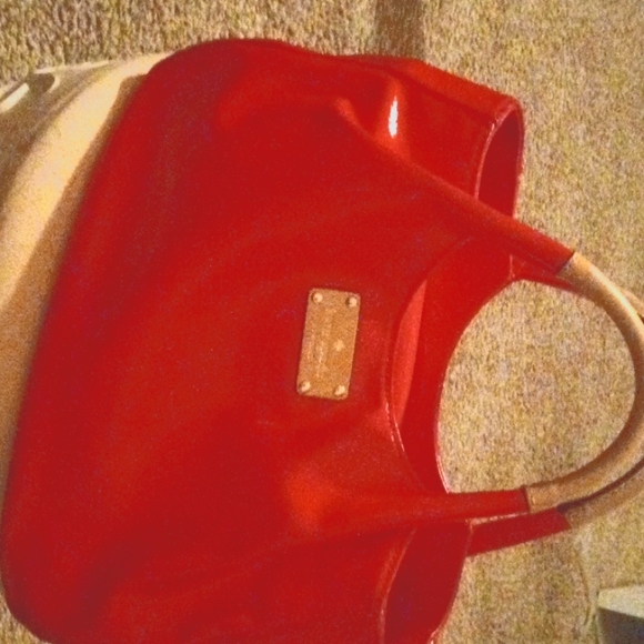 Satchel purse, hot red/pink, with handles - Picture 1 of 4